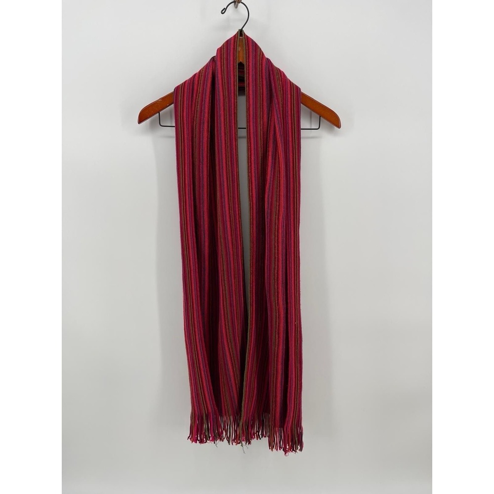 Colorful Striped Knit Scarf Fringe Boho Multicolor Warm Unisex Winter Soft Cozy - Picture 2 of 6